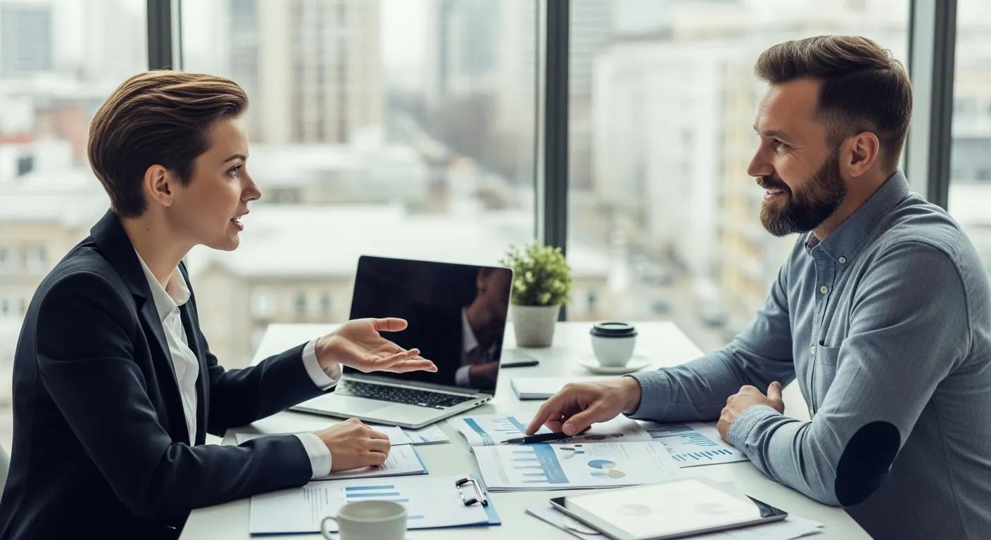 Small business owner discussing benefits of managed IT services with a provider